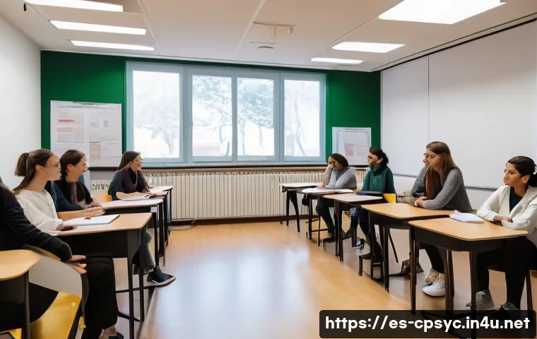 임상심리사로 일하기 위한 현실적 조언 - A modern university psychology classroom in Spain, filled with diverse students attentively particip...